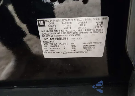 2013 Cadillac Srx Standard z USA, uszkodzony, nr VIN 3GYFNAE38DS650160